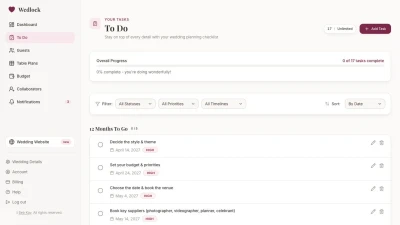 Wedlock wedding checklist tasks