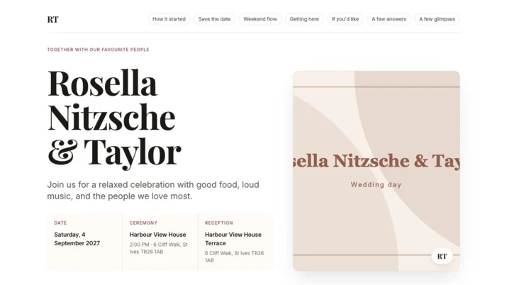 Wedlock wedding website preview