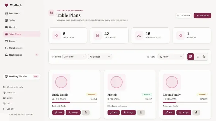 Wedlock table planner